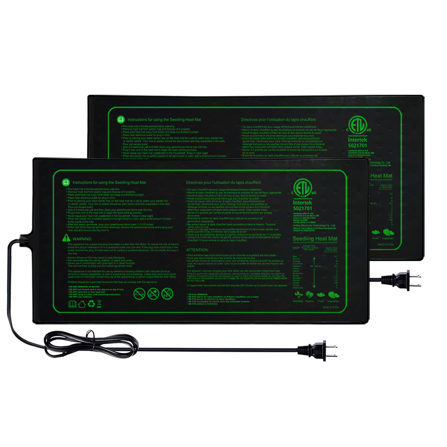 2枚組 20x10インチ 苗床ヒートマット 防水 植物育成ヒ - Seedling Heat Mat のレビューと価格